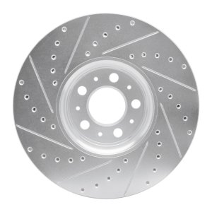 Volvo XC90 Brake Rotor (1) - Front Right - R1 Concepts - Drilled & Slotted - Silver - `03-`14